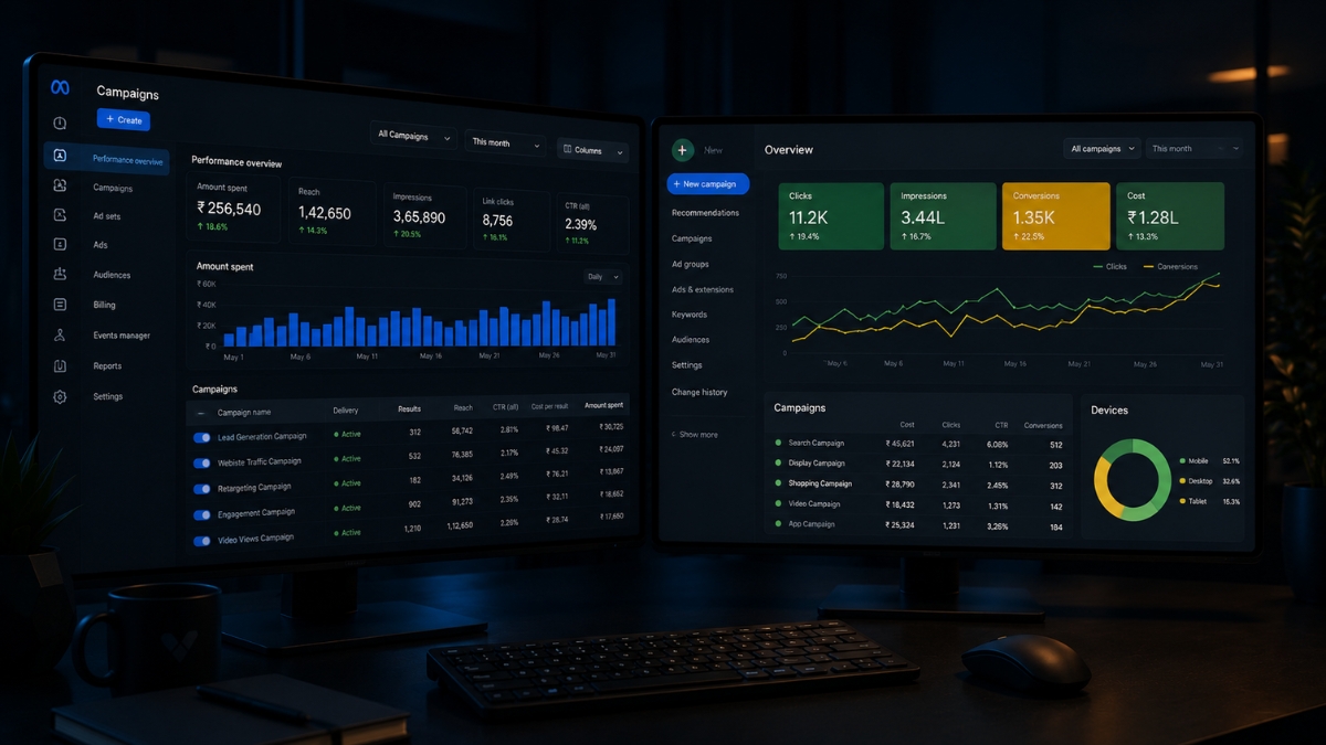Ad campaign dashboard showing performance metrics